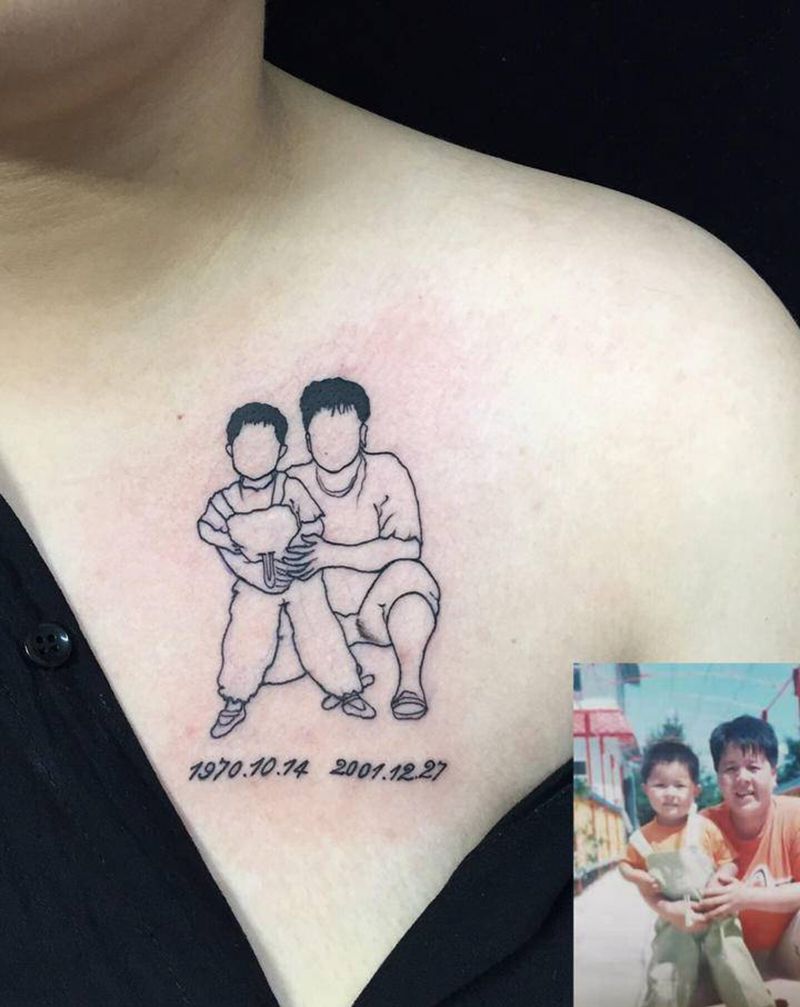 《极简风格》纹身图片_胸部小清新纹身图案