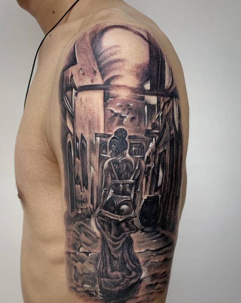 《深夜蕾丝》纹身图片_手臂欧美写实纹身图案