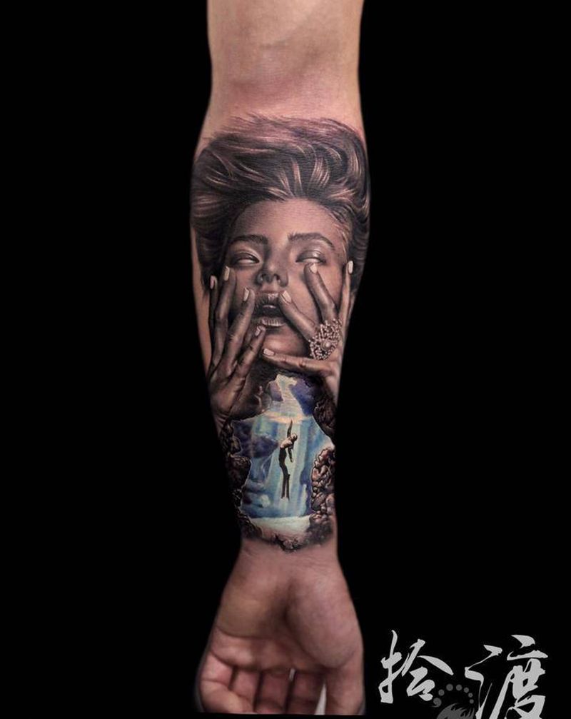 by拾渡纹身图片_手臂欧美写实纹身图案