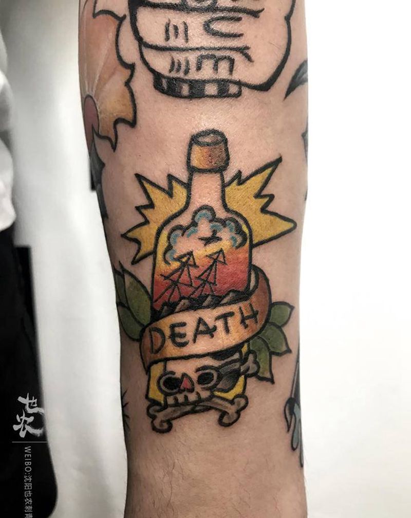 school小图纹身图片_手臂腹部Old SchoolNew School小清新花臂保养纹身图案