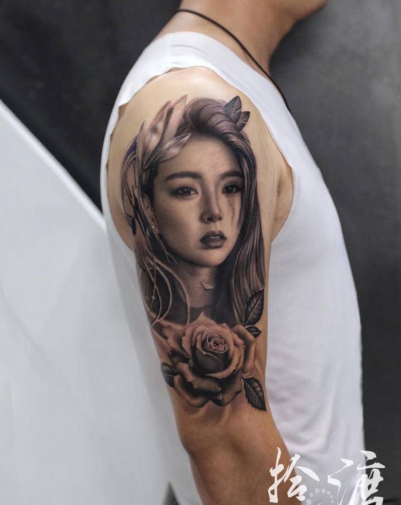 by拾渡纹身图片_手臂欧美写实纹身图案