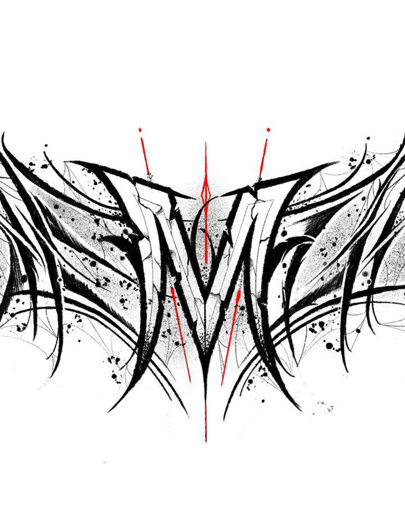 暗黑花体字手稿.纹身图片_胸部颈部花体字点刺纹身图案