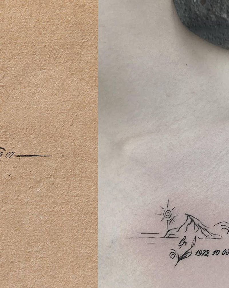 父母生日设计纹身图片_点刺几何纹身图案