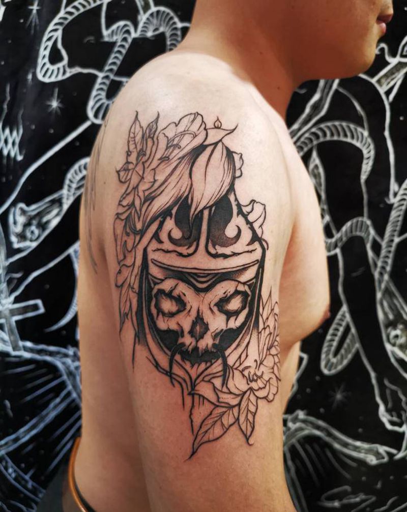 原创八旗将军纹身图片_手臂新传统纹身图案