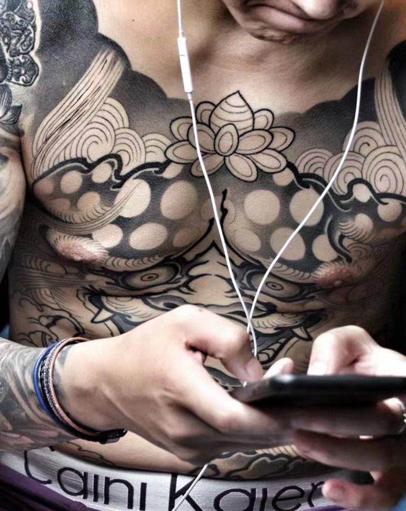 唐狮（未完成）纹身图片_新传统小伟作品纹身图案