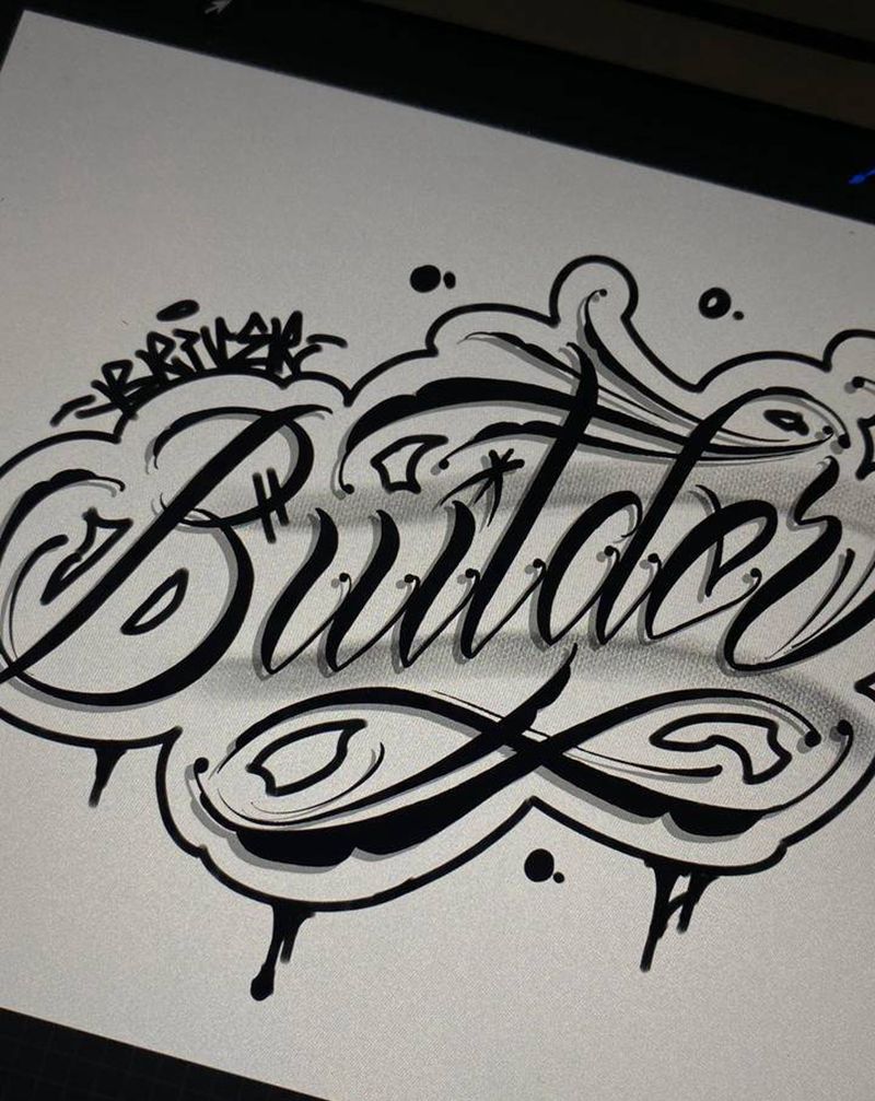 花体字纹身手稿.纹身图片_手臂腿部Old School花体字纹身图案