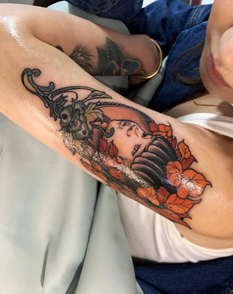 女儿叫七月～纹身图片_New School纹身图案