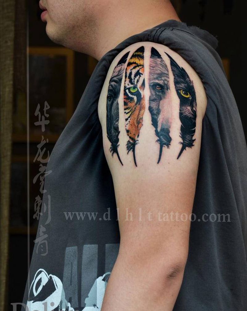 写实纹身图片_手臂肩部欧美写实纹身图案