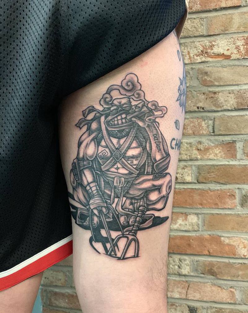 原创忍者神龟纹身图片_腿部Old School忍者神龟动画纹身图案