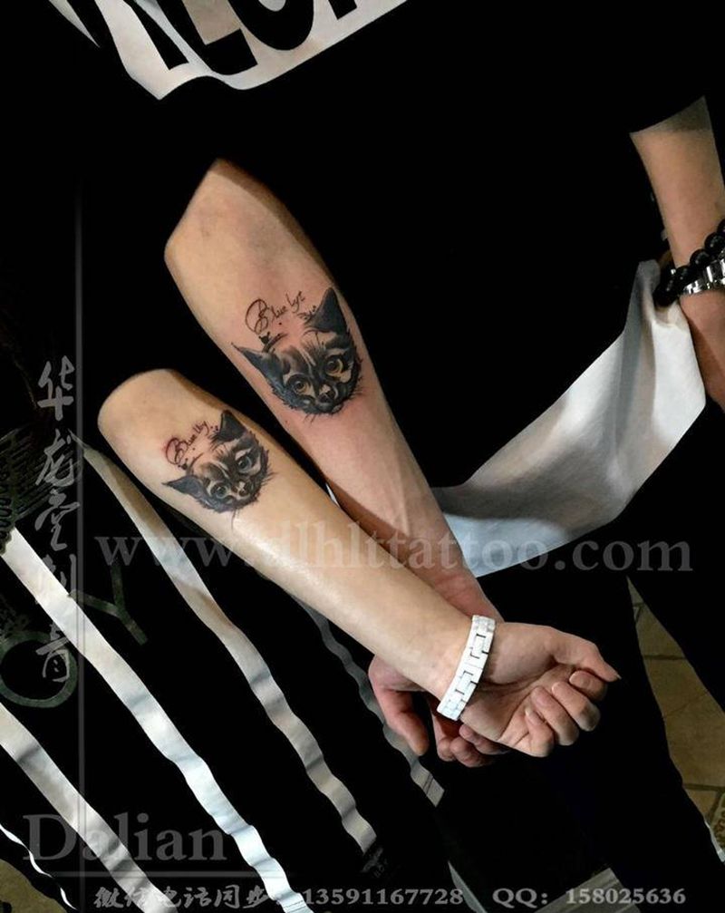 猫纹身图片_手臂新传统欧美写实纹身图案