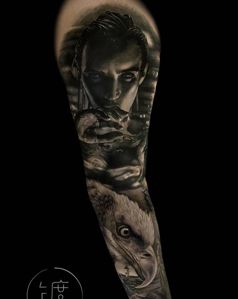 拾渡纹身图片_手臂欧美写实纹身图案