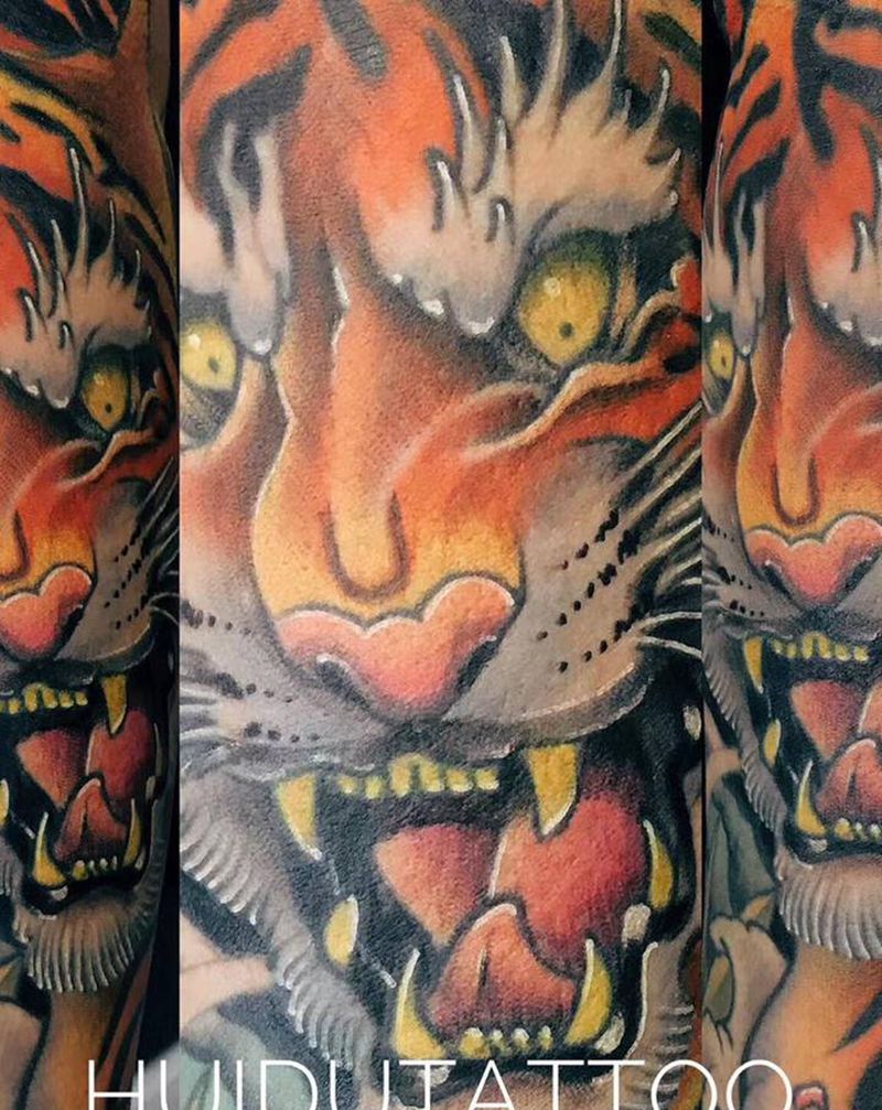 老虎纹身图片_手臂纹身图案