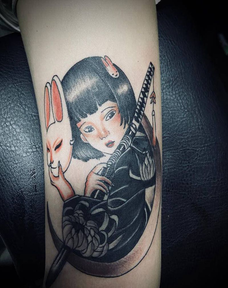 精致女孩纹身图片_手臂新传统老传统艺妓，大臂纹身图案