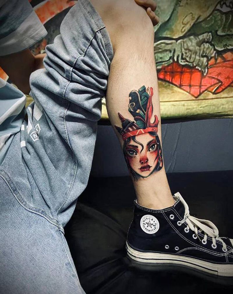 1纹身图片_腿部New School欧美小腿手背纹身图案