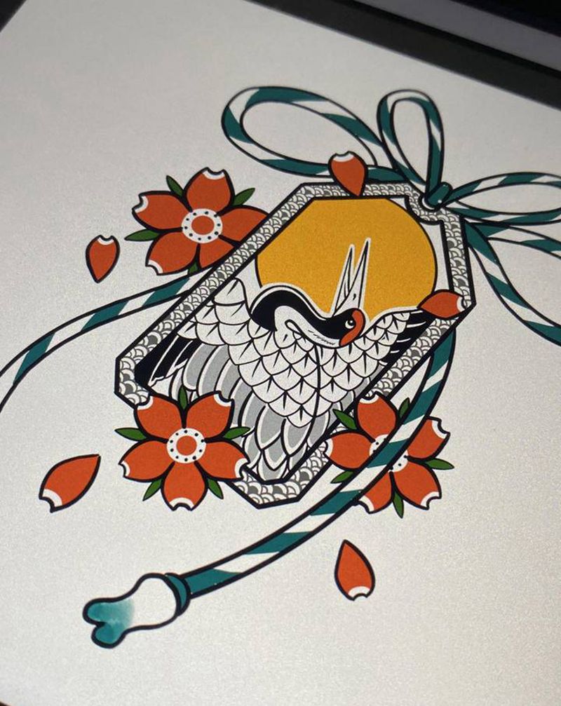 原创日式御守手稿纹身图片_手臂腿部老传统纹身图案