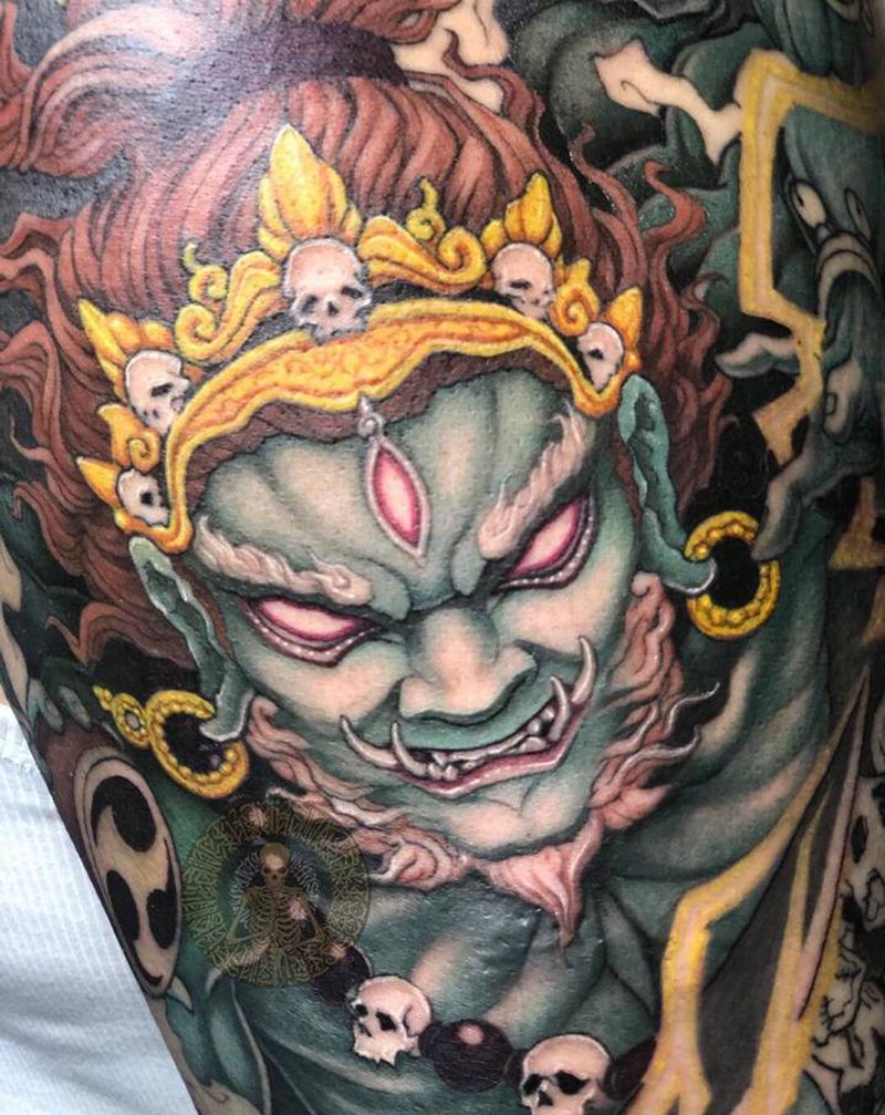 大臂《玛哈嘎拉》纹身图片_手臂新传统原创神话大臂纹身图案