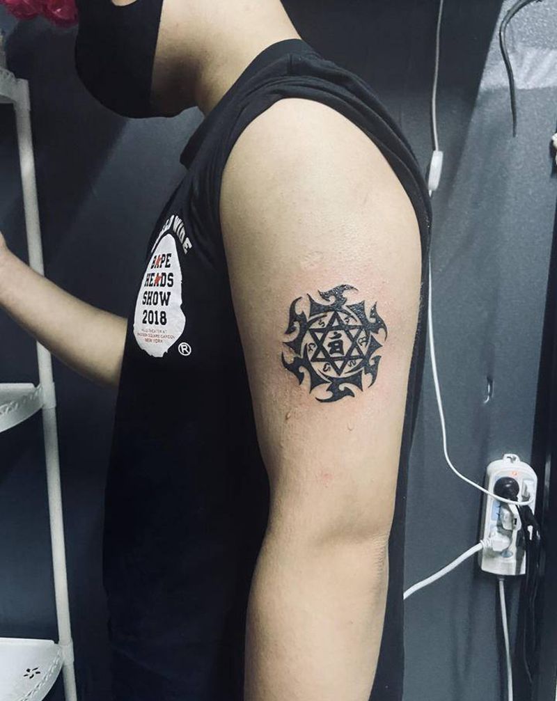 图腾纹身图片_手臂图腾几何图腾小图纹身图案