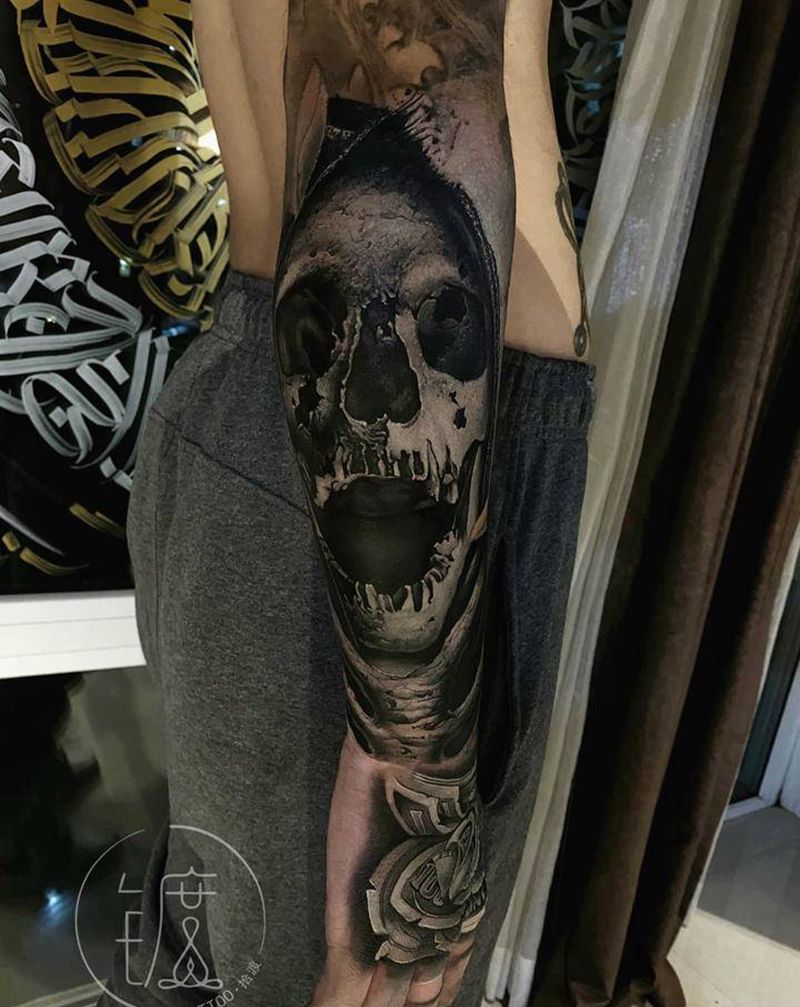 by拾渡纹身图片_手臂欧美写实纹身图案