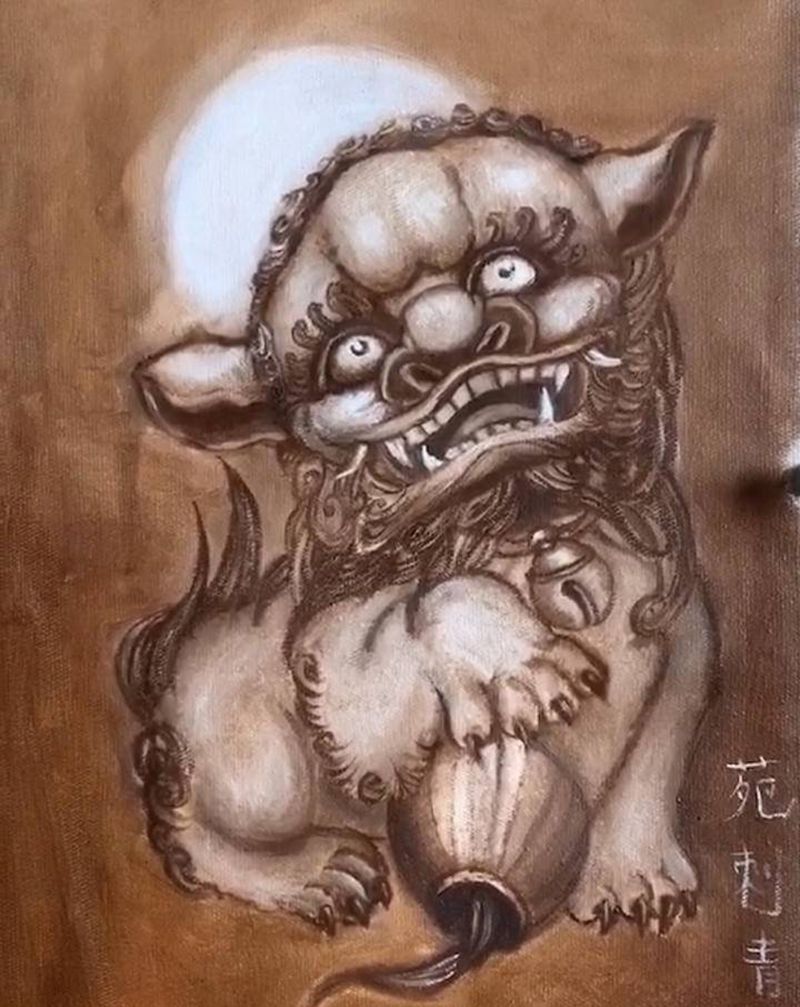 唐狮纹身图片_新传统纹身图案