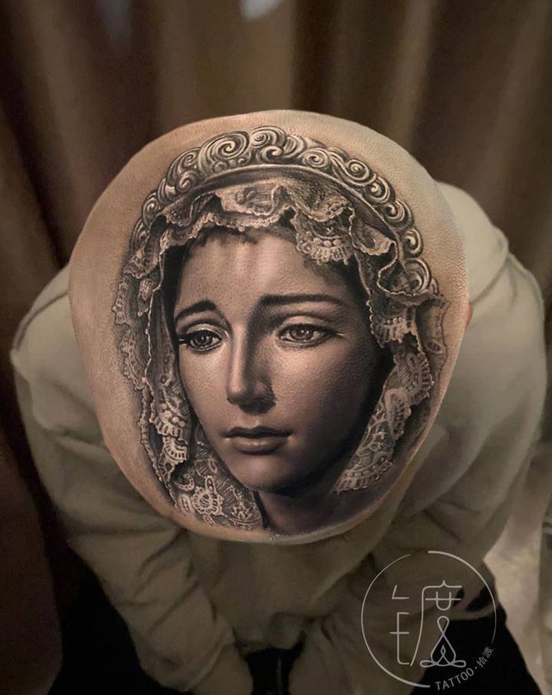 玛利亚纹身图片_欧美写实纹身图案