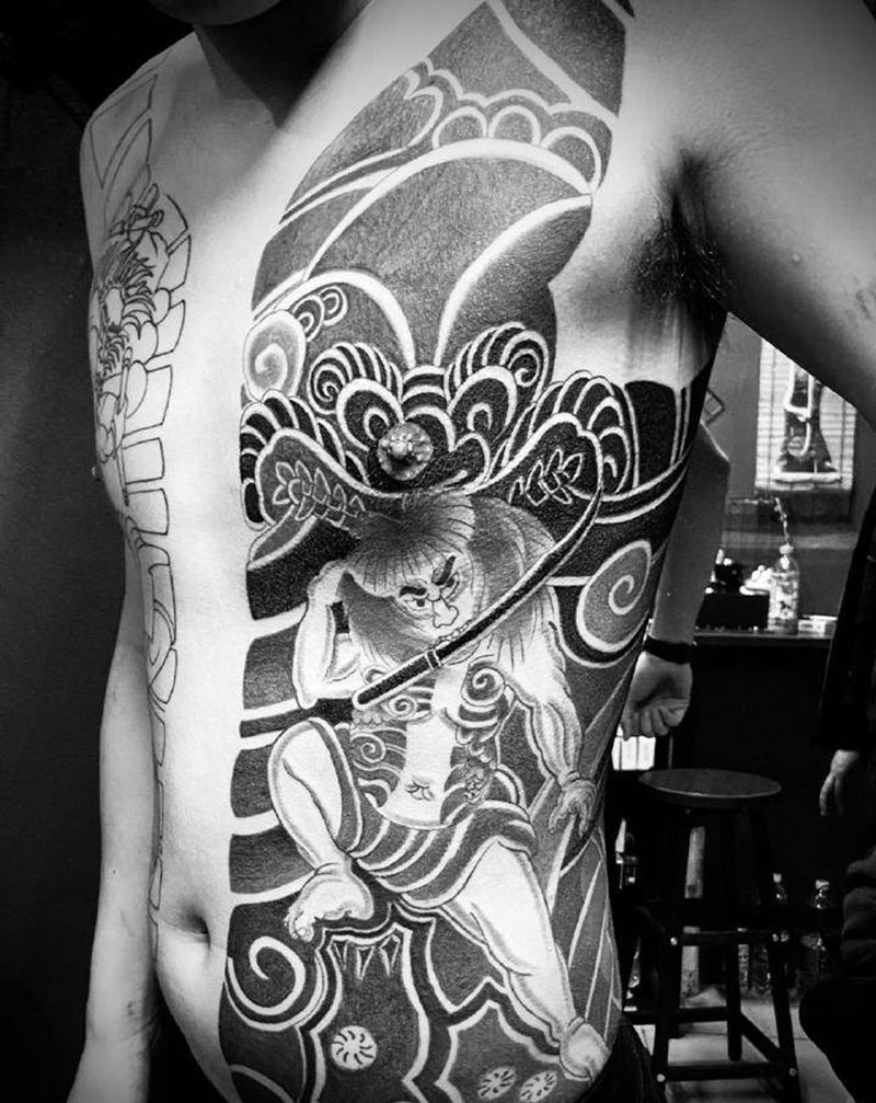 传统开衫纹身图片_胸部腹部老传统新传统开衫老传统张顺纹身图案