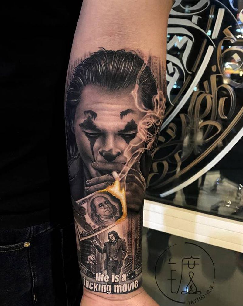 《小丑》纹身图片_手臂欧美写实纹身图案