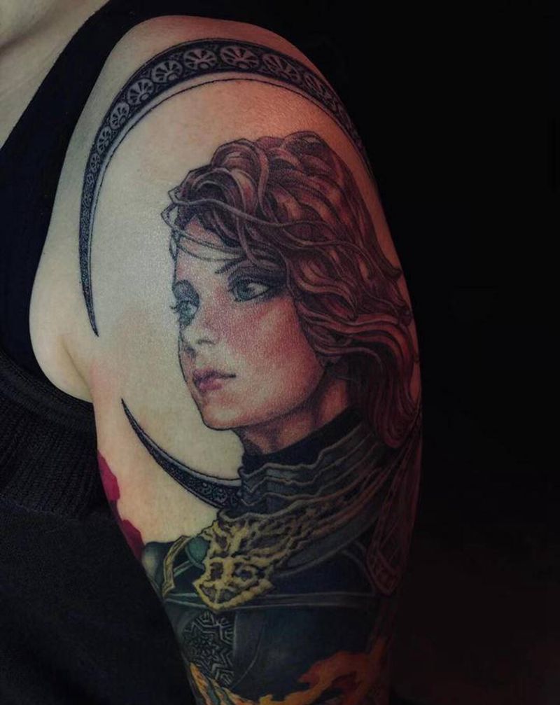 圣女贞德纹身图片_手臂新传统原创纹身图案
