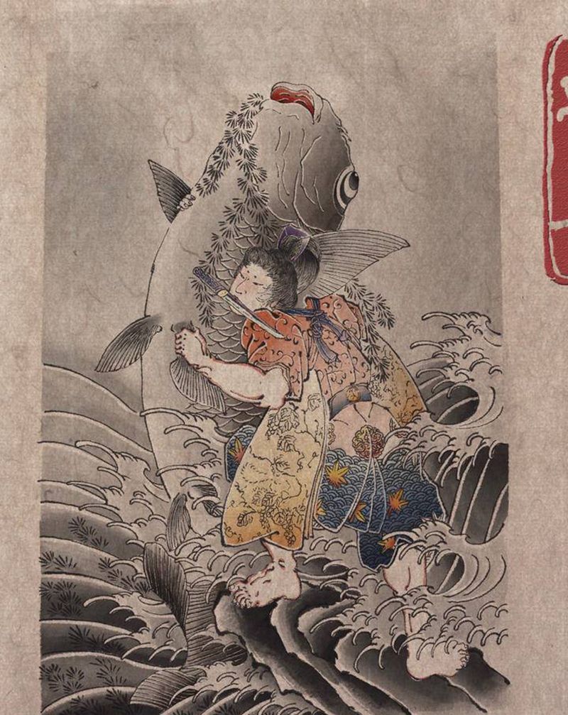 【殺 鯉】纹身图片_老传统纹身图案