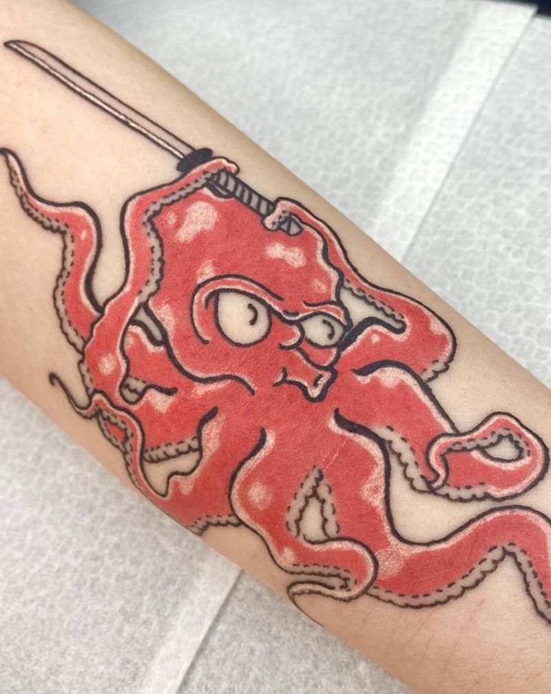 日式传统章鱼纹身图片_手臂老传统章鱼纹身图案