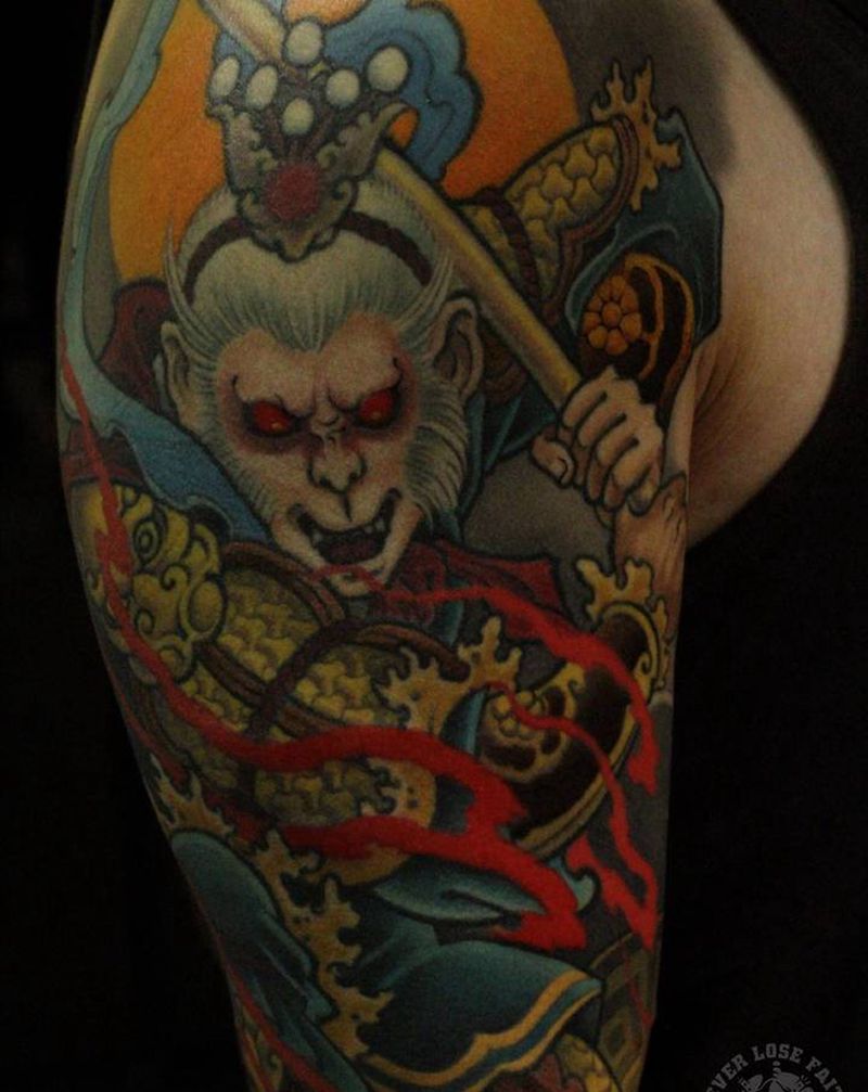 悟空纹身图片_手臂新传统小伟作品纹身图案