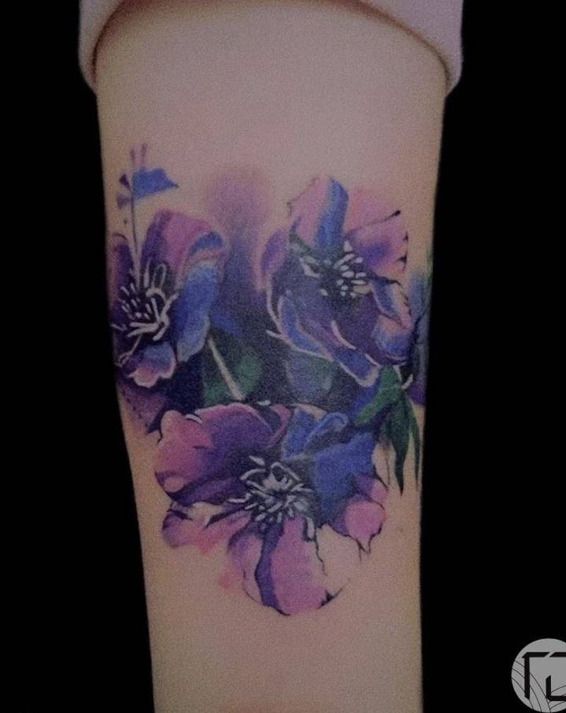 水彩牵牛花纹身图片_手臂水彩牵牛花纹身图案