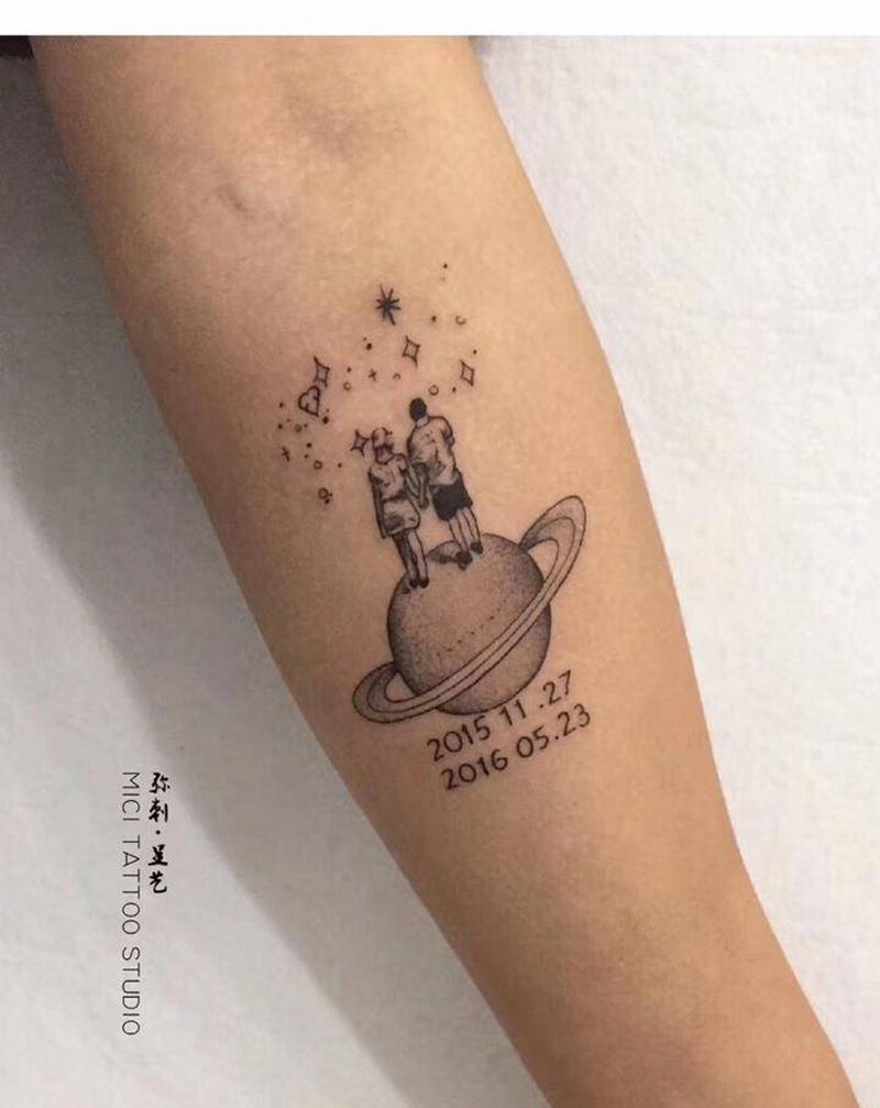 小星球纹身图片_手臂纹身图案
