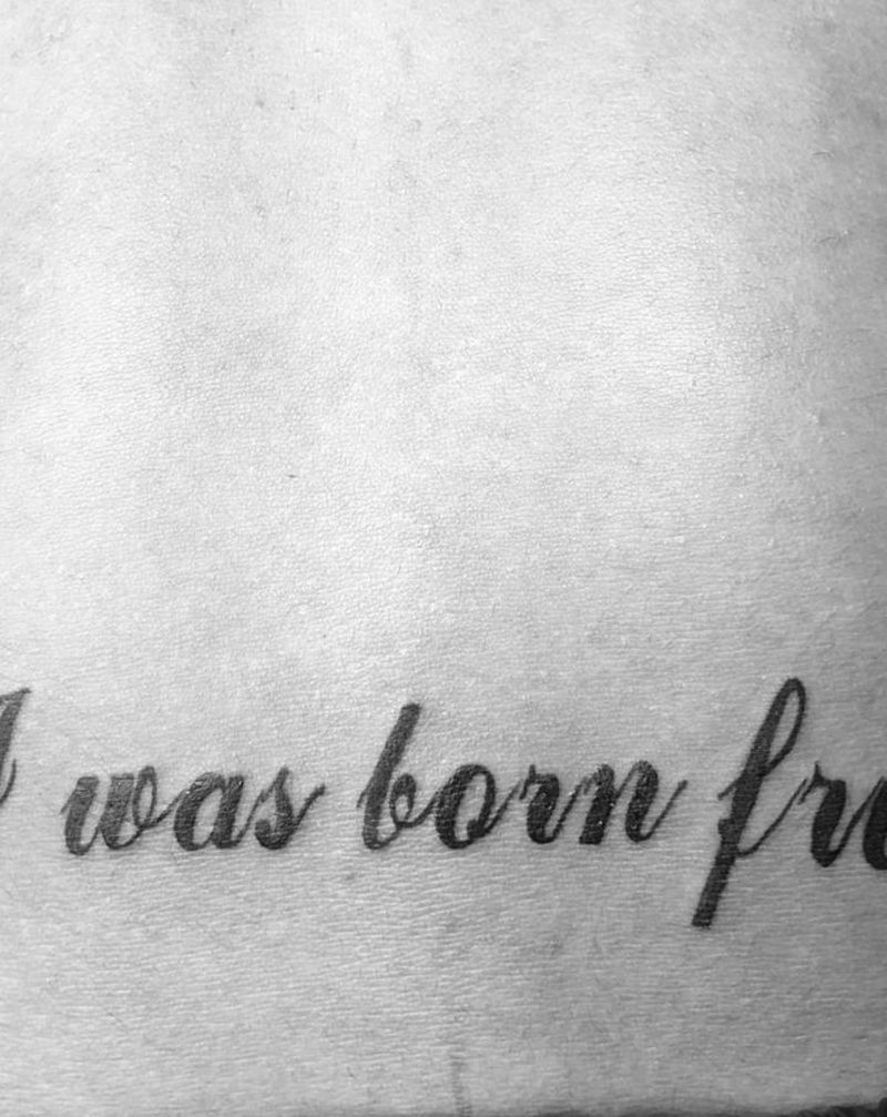 生来自由纹身图片_背部英文纹身图案