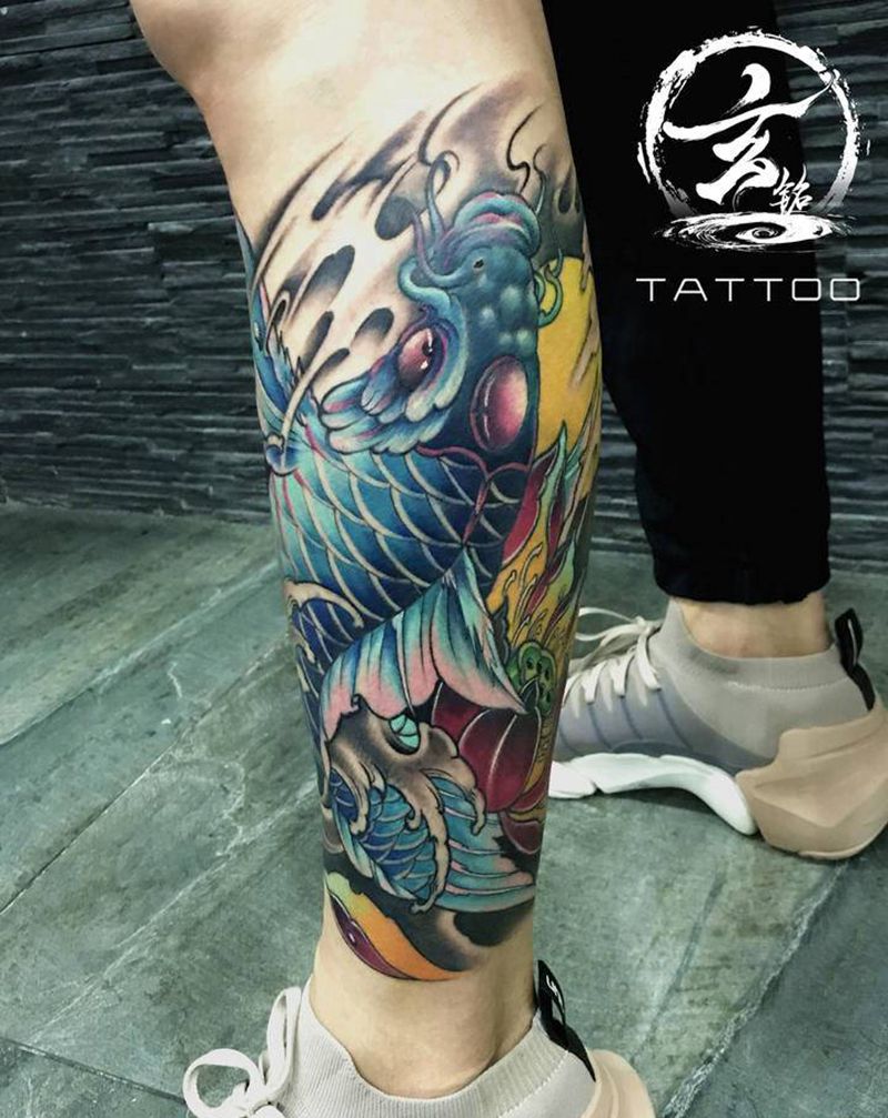 鲤鱼纹身图片_新传统纹身图案