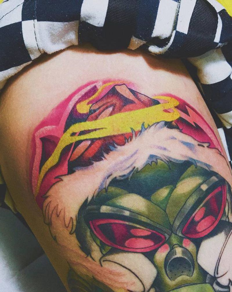 Newschool纹身图片_腿部New School面罩纹身图案