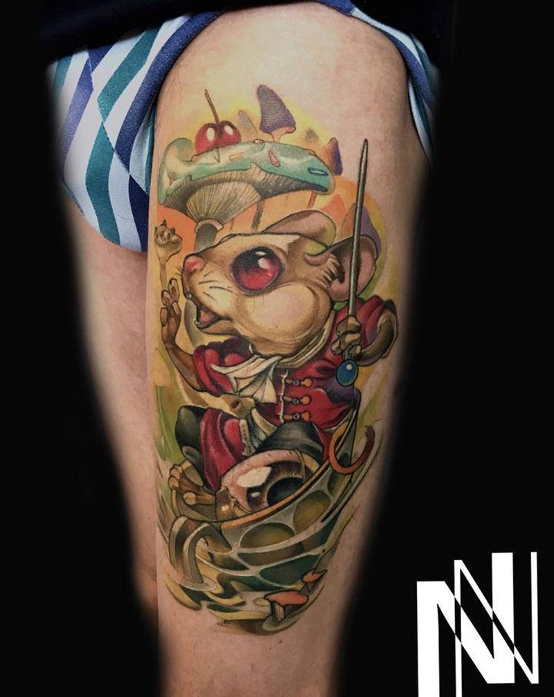 玉鼠迎春纹身图片_New School新传统纹身图案