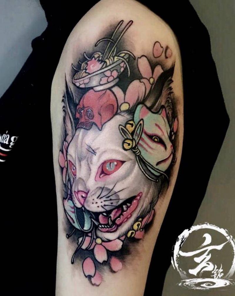 大猫一只纹身图片_新传统New School纹身图案