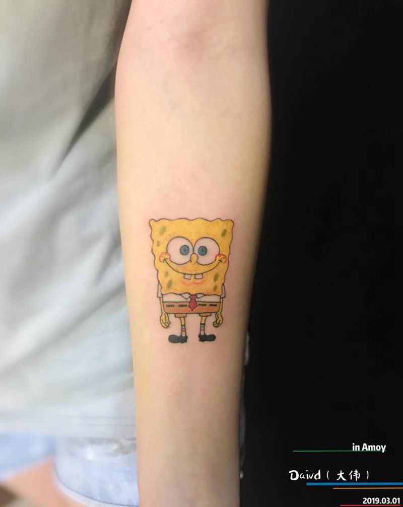 海绵宝宝纹身图片_手臂New SchoolOld School纹身图案