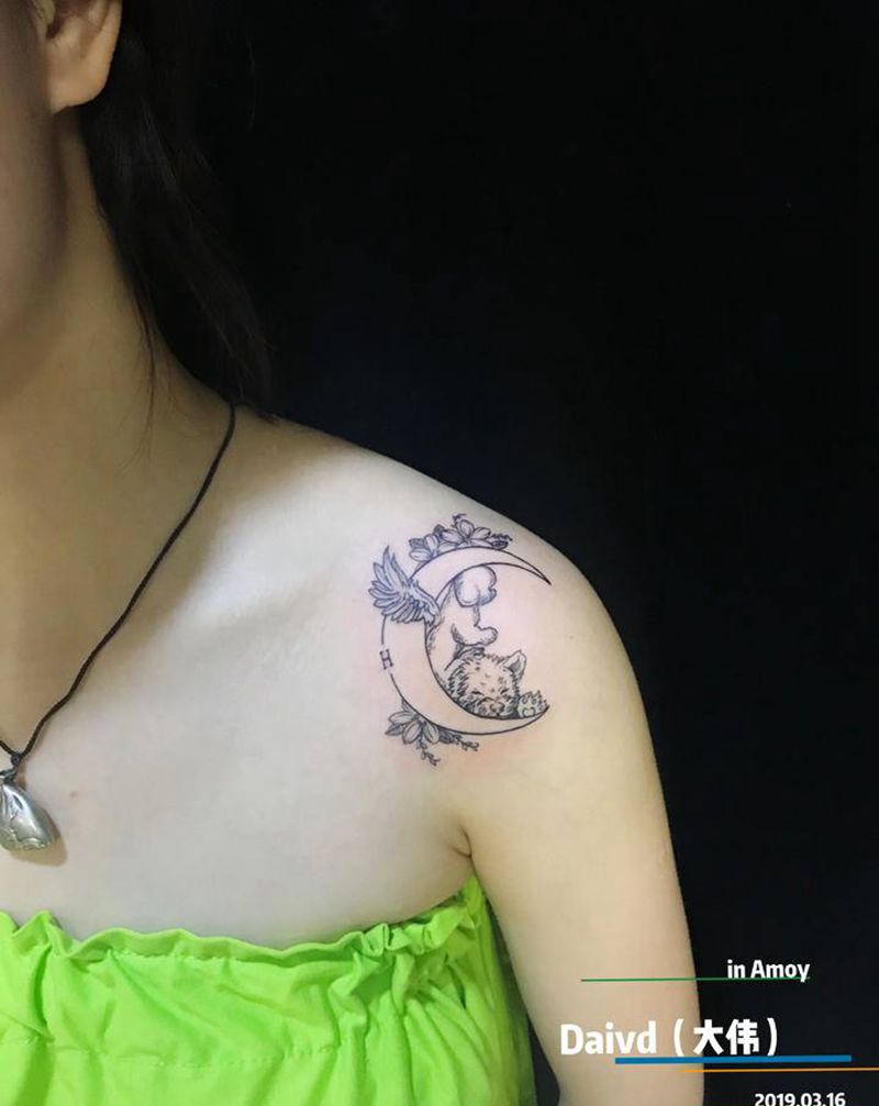 给客人设计的纹身图片_肩部手臂几何点刺纹身图案