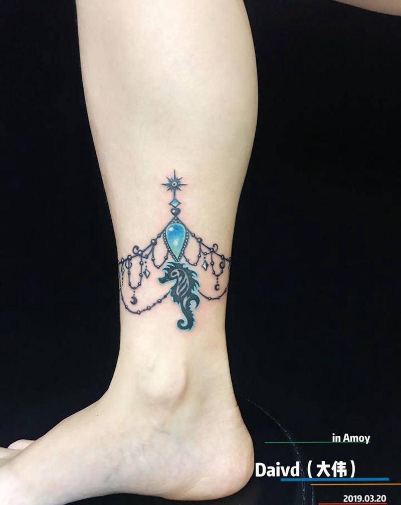 修改纹身图片_脚部腿部点刺水彩纹身图案