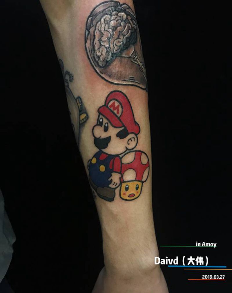 超级玛丽纹身图片_手臂Old SchoolNew School纹身图案