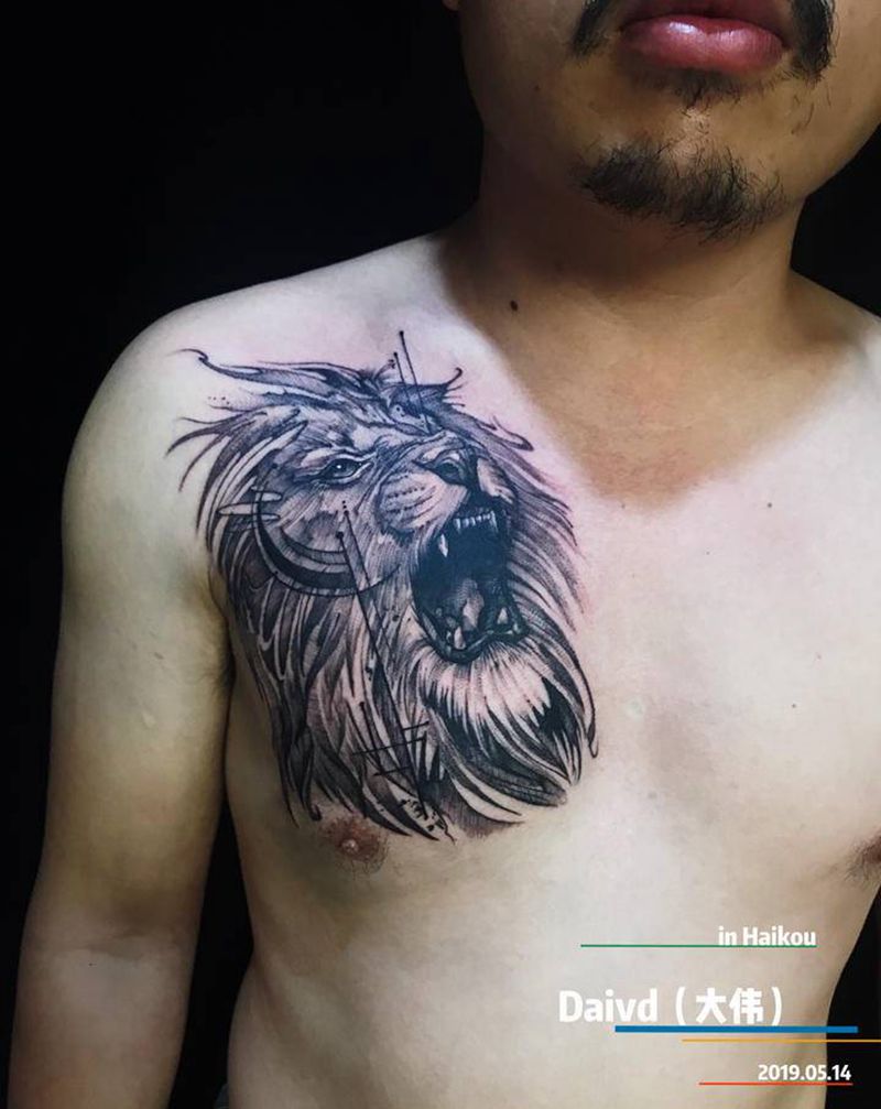 线条速写风格狮子