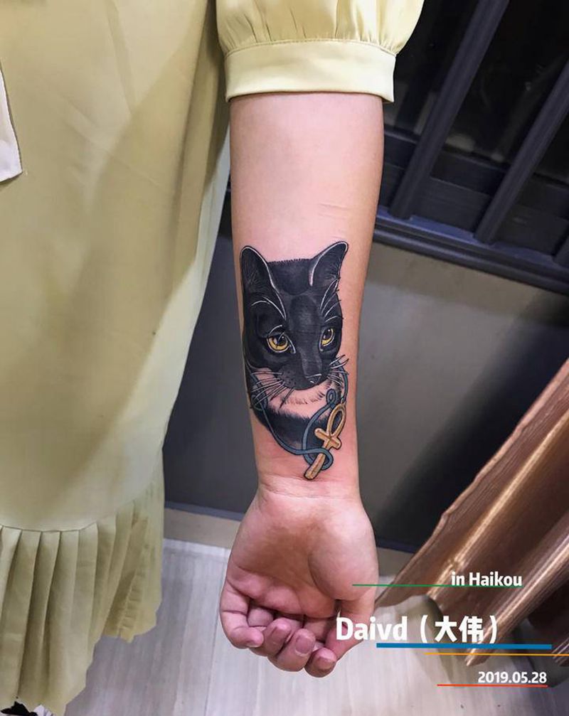 黑猫遮盖纹身图片_手臂New School纹身图案