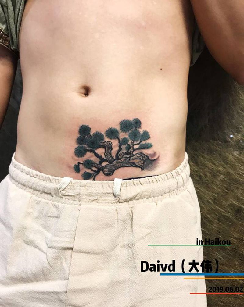 修改失败纹身纹身图片_腹部水墨纹身图案