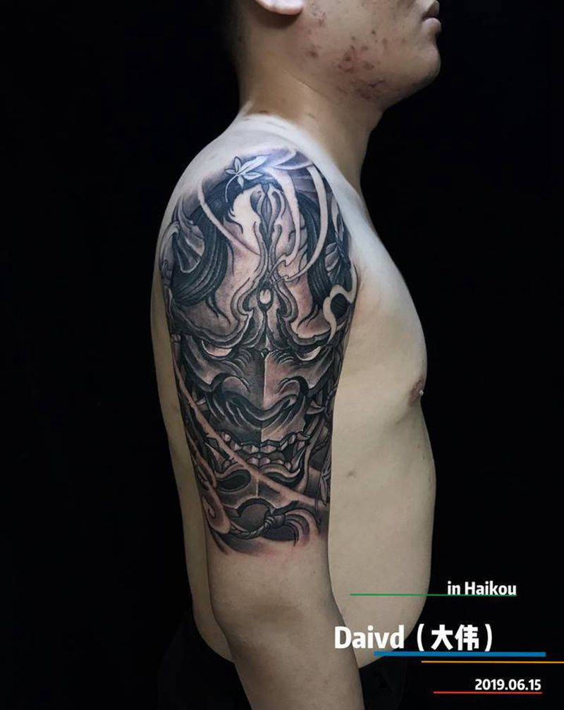 般若纹身图片_手臂肩部新传统纹身图案