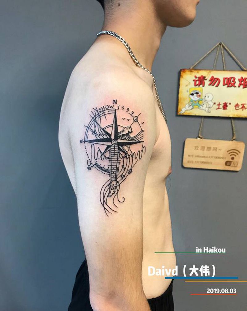 按客人要求设计纹身图片_手臂图腾Old School纹身图案