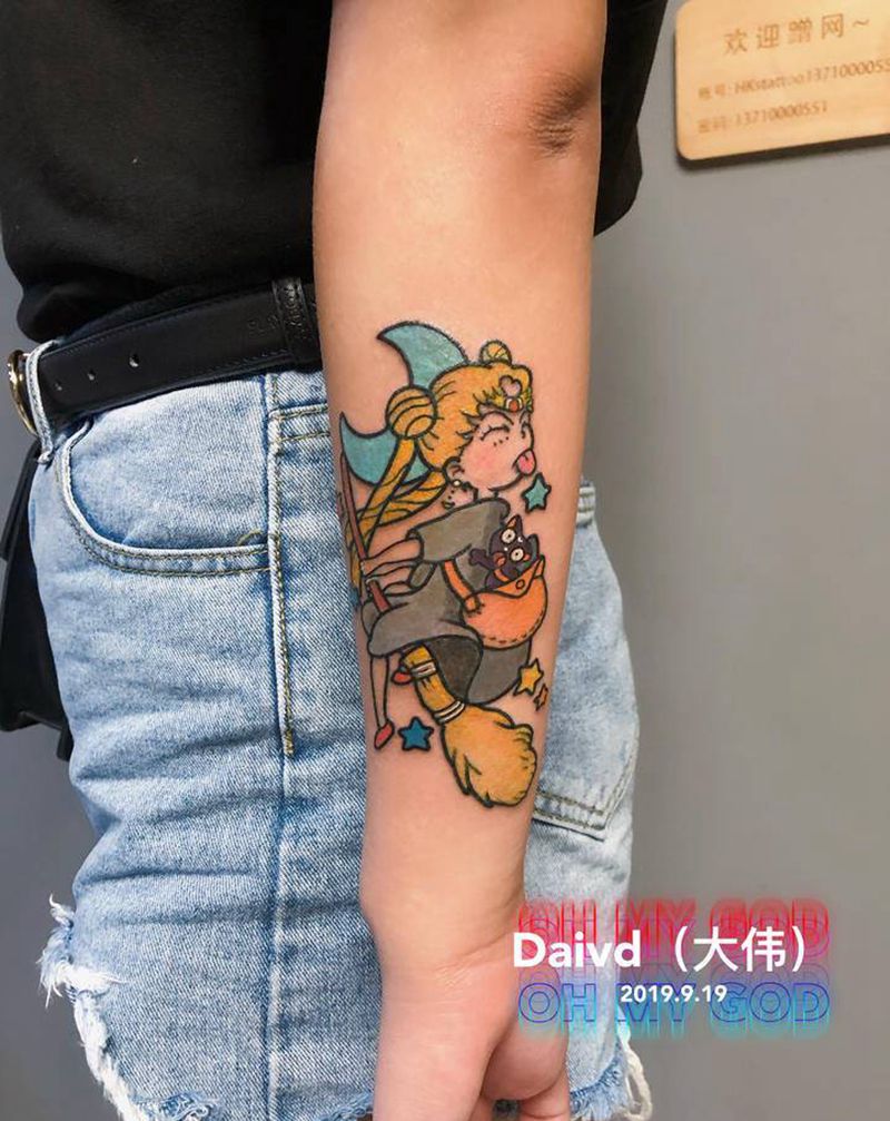 修改纹身纹身图片_手臂Old School水彩纹身图案