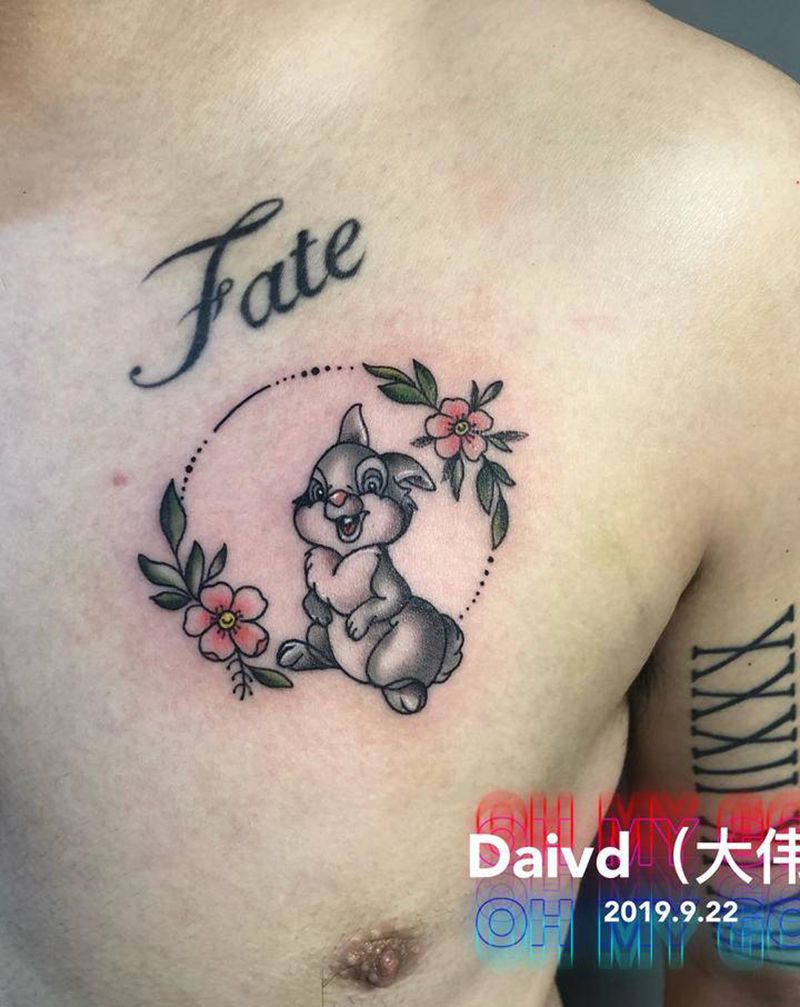 小兔子纹身图片_胸部Old SchoolNew School纹身图案