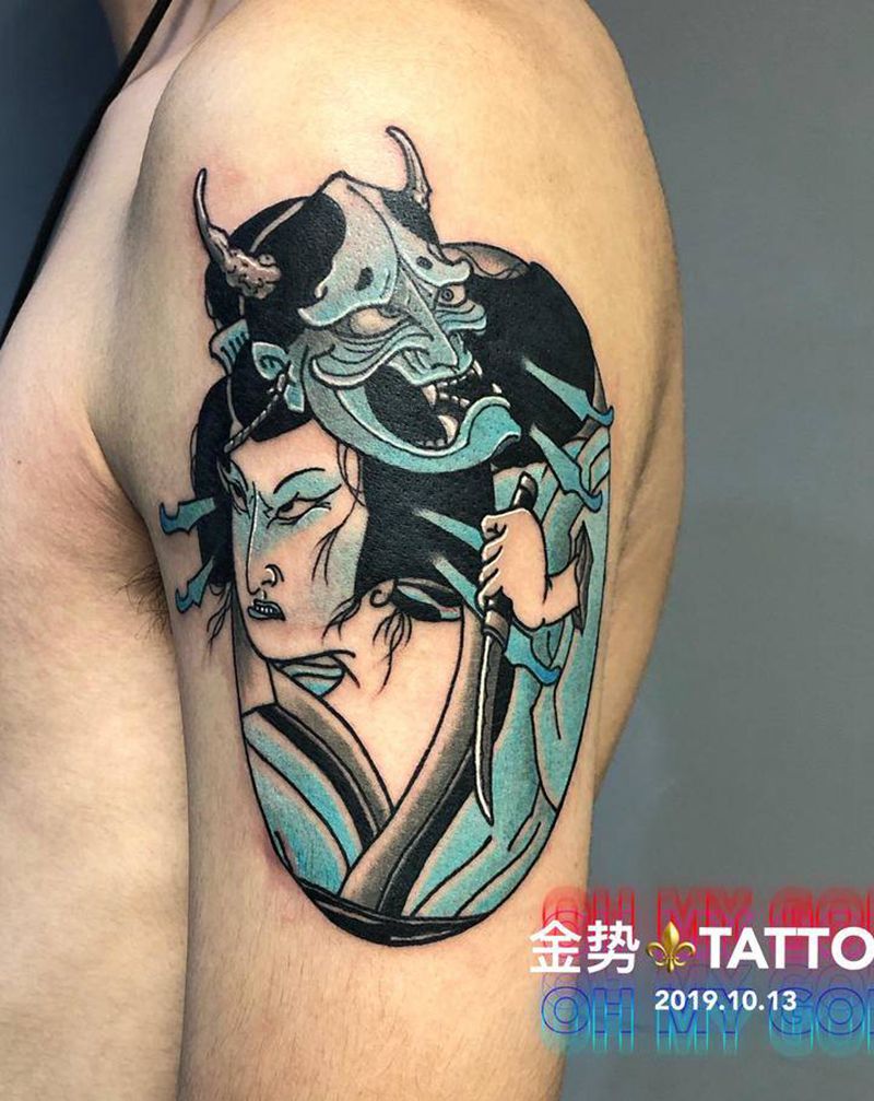 日式纹身图片_手臂Old School老传统纹身图案