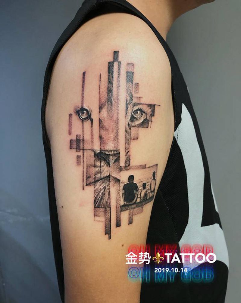 私人设计纹身图片_手臂几何欧美写实纹身图案